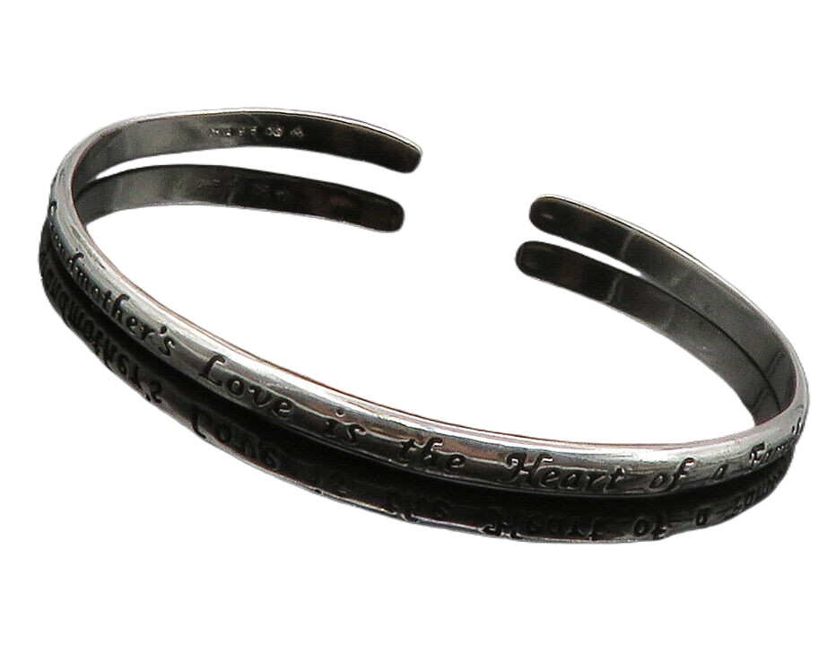 925 Sterling Silver Vintage A Grandmother's Love Quote Cuff