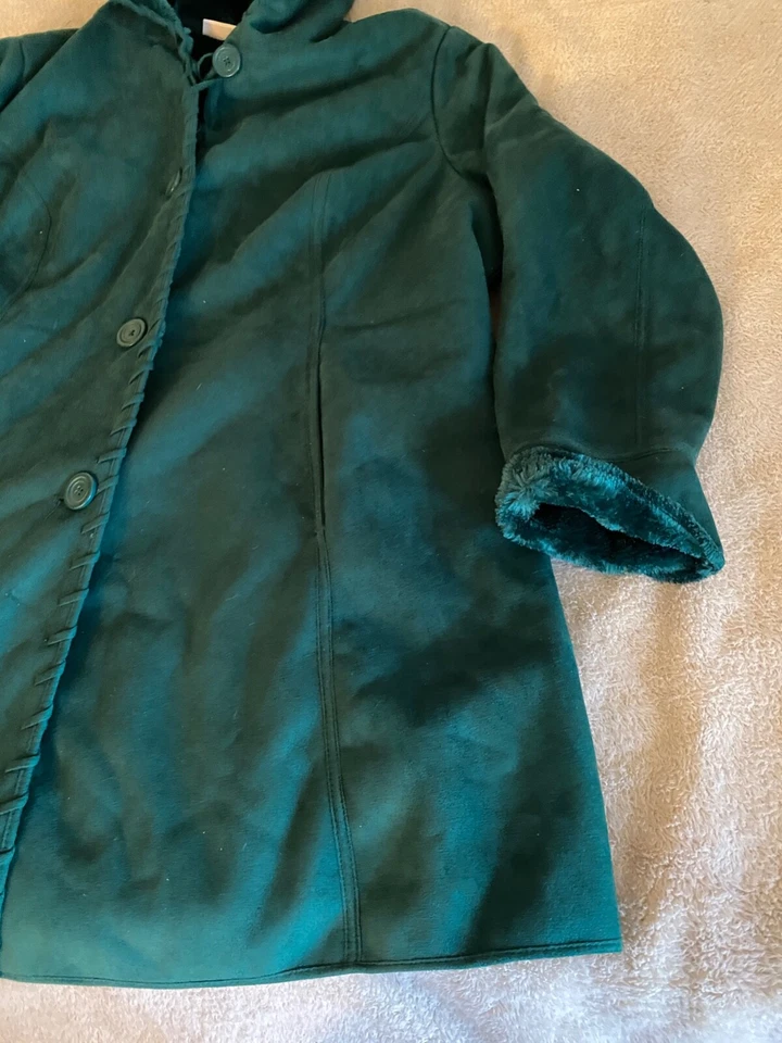 Denim & Co Verde Imitación Gamuza y Piel Whipstitch Mujer 2XL QVC Chaqueta Abrigo Capa Foto 3 de 4