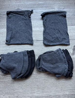 Adult Adjustable Strings Nordstrom Black Gray Unisex Washable Mask Travel 8pc