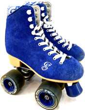 Candi Girl Carlin Blue Lace Up Roller Speed Quad Skates Shoes Women's 4