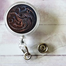 Game of Thrones, House Targaryen Retractable Swivel Badge Name Tag ID Holder