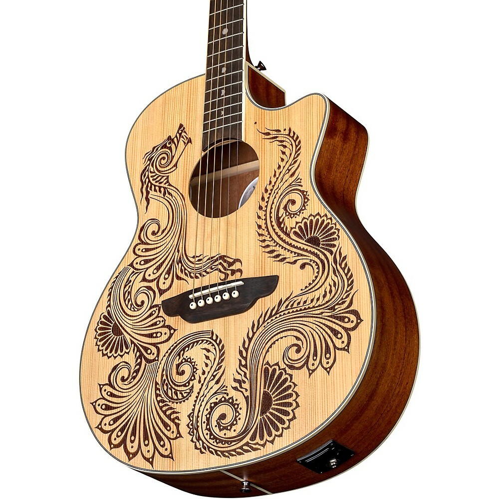Luna Guitars Henna Dragon Select Spruce Acoustic/Electric Guitar Satin  Natural 818896028363 | eBay