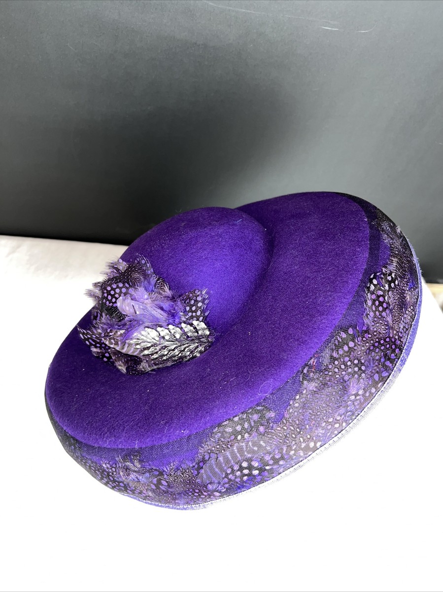 Donna Vinci Hat Church Purple Feather | eBay
