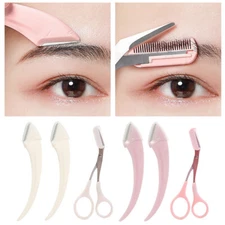 3Pcs/Set Eye Brow Trimmer Brow Comb Scissors Makeup Tool Hair Removal Beauty