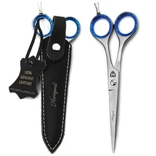 6" Hairdressing Scissor Hairdressers Hair Cutting Shears Real Leather Pouch