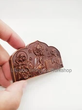 Icons Triple Mother of God, Jesus, St.Nicholas Orthodox w/sticker 9 x 5.5cm