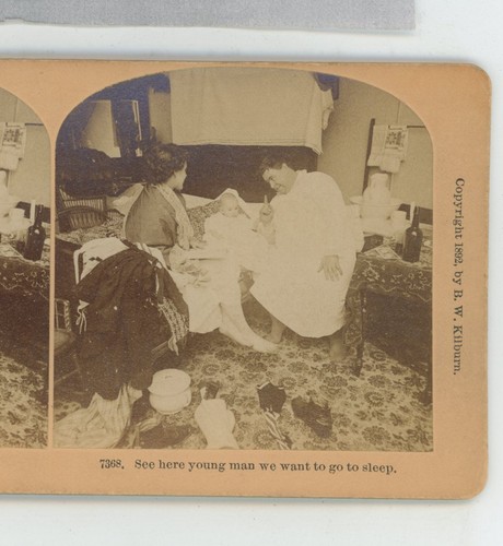 Young Man We Want to Sleep Children Kilburn Stereoview - Foto 1 di 2