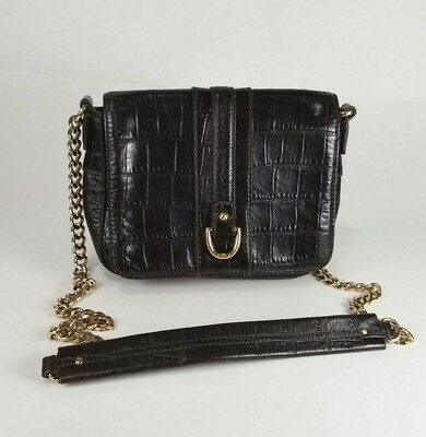 Talbots  Leather Dark Brown Mini Chain Strap Shoulder Bag