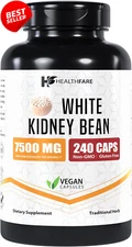 HealthFare White Kidney Bean Extract 7,500 mg | 240 Capsules Pure Carb - US