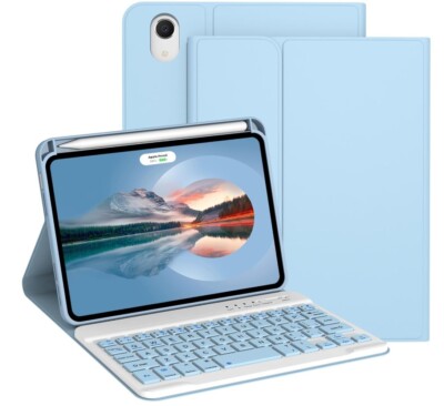Magnetic Detachable Wireless Keyboard Case for iPad Mini 7th/6th Gen - Blue