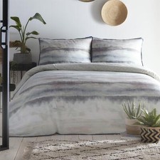 Set copripiumone Appletree Loft Landscape reversibile 100% cotone in farina di mare