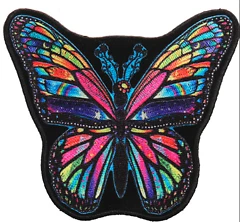EMBROIDERED LARGE TIE DYE COLORFUL RAINBOW BUTTERFLY 8 inch PATCH jacket jbp110