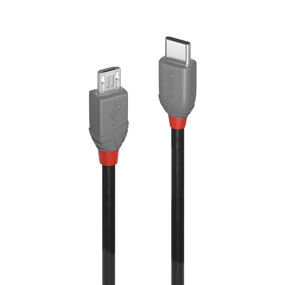 Lindy W128370488 876427 3M Usb 2.0 Type C To Micro-B Cable, Anthra 