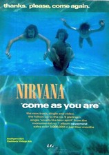 1991  Nirvana "Come As Your Are" Song Release Reproduction Promo Ad Print