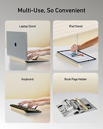 3 in 1 Silicone Laptop Stand for Desk - Keyboard Riser Oval Base Bright ...