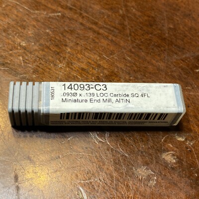 14093-C3 END MILL - .093Dia. x .139 LOC 4 FLUTE SQUARE END - AlTiN COATING (D3)