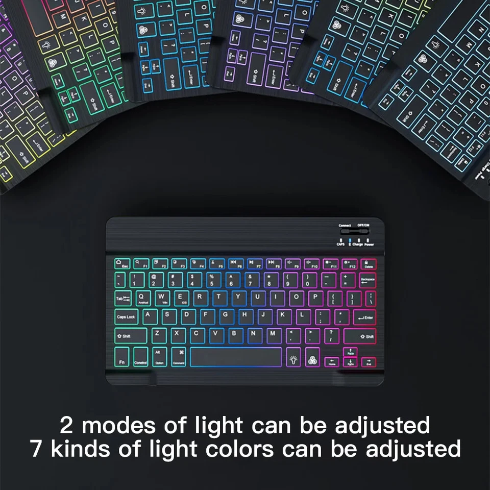 Backlit RGB Wireless Bluetooth Keyboard & Mouse Touchpad For IOS Android PC MAC - Image 3 of 4