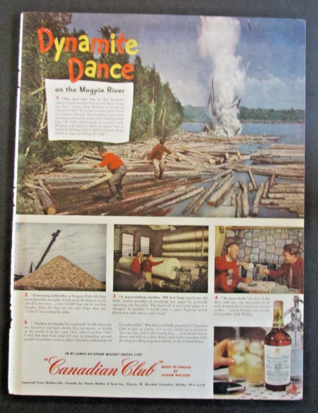 VTG Canadian Club Whiskey 1949 Life Print Ad Camel Cigarette Magpie Ephemera AD