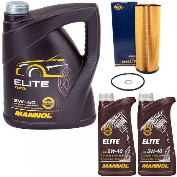 MotoröL Set Mannol Elite 5W40 API 7 Liter + ÖLfilter FüR VW Passat Variant 2.5-image