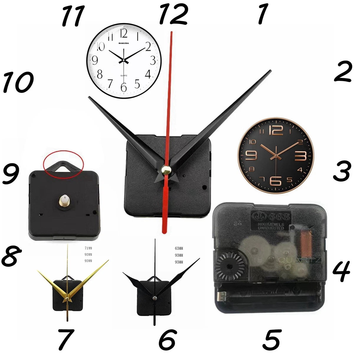 Quartz wall shop clock movement mechanism