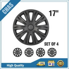 17" Set of 4 Black Wheel Covers Full Rim Snap On Hub Caps For R17 Tire & Rim