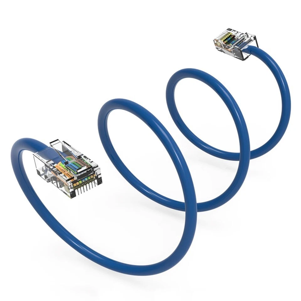 0.5FT Cat5E RJ45 Network LAN Ethernet Non-Boot Patch Cable Gold Copper Wire Blue - Image 2 of 4