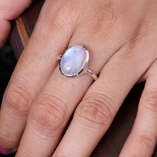 Natural Moonstone Gemstone 925 Sterling Silver Ring Jewelry Gift For Her D-246