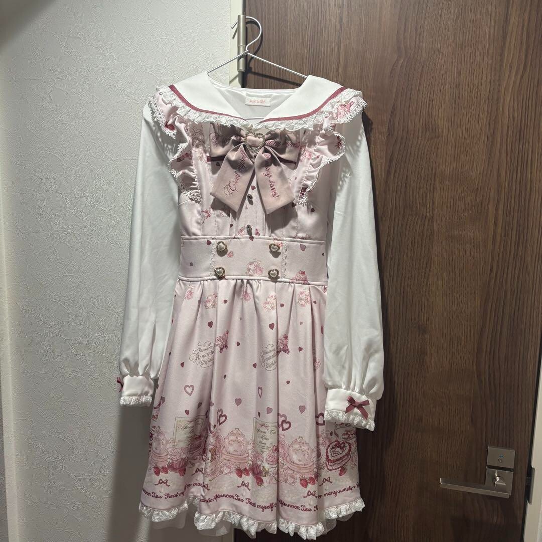 LIZ LISA Many Hearts Afternoontea Print Dress Japanese size L