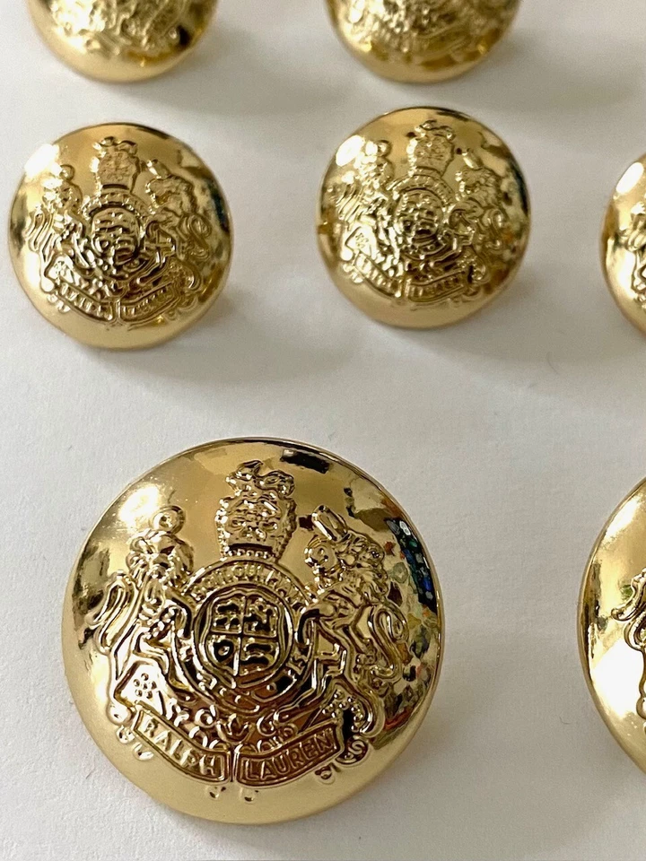 (10) RALPH LAUREN Gold Blazer Suit Jacket Replacement Buttons 1" & 1/2" NEW - Image 2 of 4