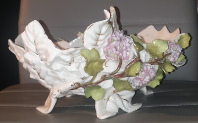 Vintage seltene DDR Keramik Obstschale floral handbemalt 3D Blumen sehr guter Zustand