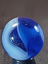 9/16" Akro Agate Royal Blue Slag Swirl Near Mint Serious Marble A843