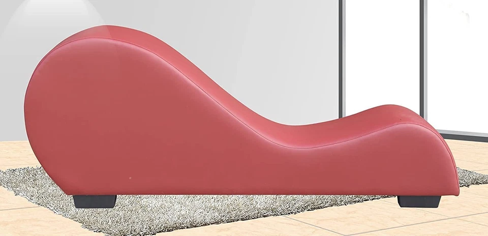 Chaise Lounge Collection for Stretching & Relaxation Modern Faux Leather Curv... - Image 3 of 3