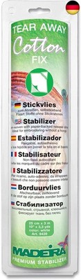 Madeira Tear Away Cotton Fix Stickvlies Selbstklebend,30 cm x 3m,Weiß, Weiss