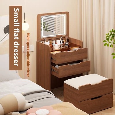 3 in 1 Vanity Desk Set Night Stand Bed Side Table with Plip Top Mirror&3 Drawers