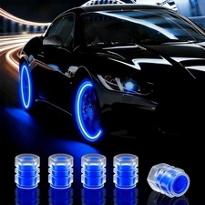 20pcs Glow In Dark Tire Valve Caps Fluorescent Stem Covers Blue Car Bike Set