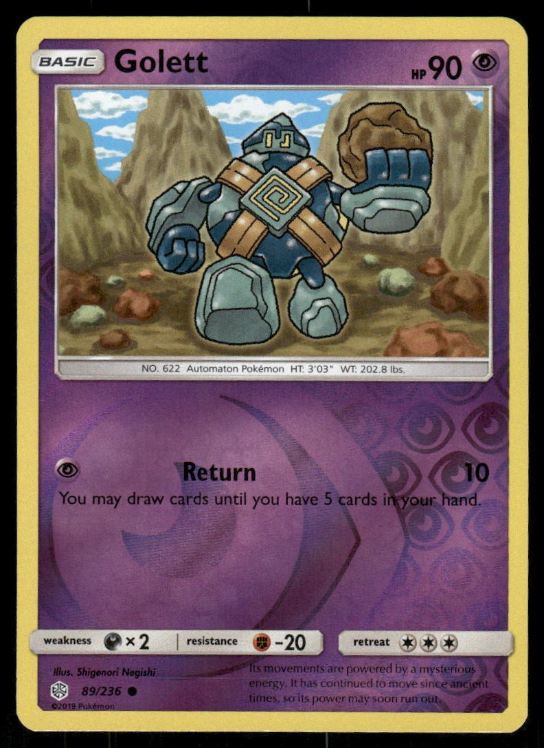 Golett SM - Cosmic Eclipse [89/236] Common Reverse Holofoil NM Pokemon