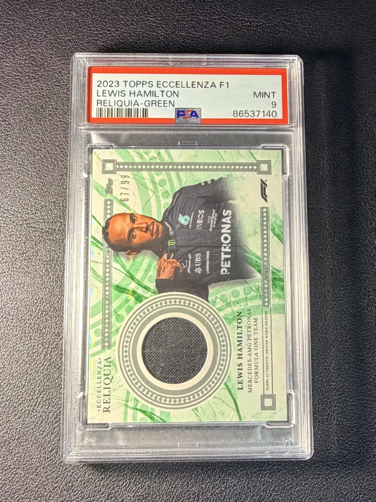 2023 Topps Eccellenza Formula 1 - Reliquia Lewis Hamilton Green /99 PSA 9
