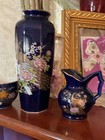 Porcelain Japanese 8” Vase 2” Cup 4” Pitcher With Peacock Cherry Blossoms Japan — photo 9