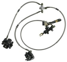 Hydraulic Rear Brake Twin Caliper Foot Brake w/ Pads For Racing Go Kart Coolser