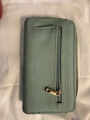 steve keeper light blue zip-around wallet women's zipper folding credit card