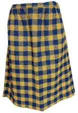 Vintage 1960s Pendleton Plaid Yellow And Blue 100 Pure Virgin Wool Skirt Sz 16