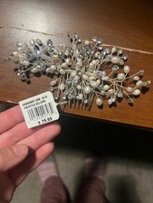 Crystal pearl silver wedding hair comb, brand new with tag