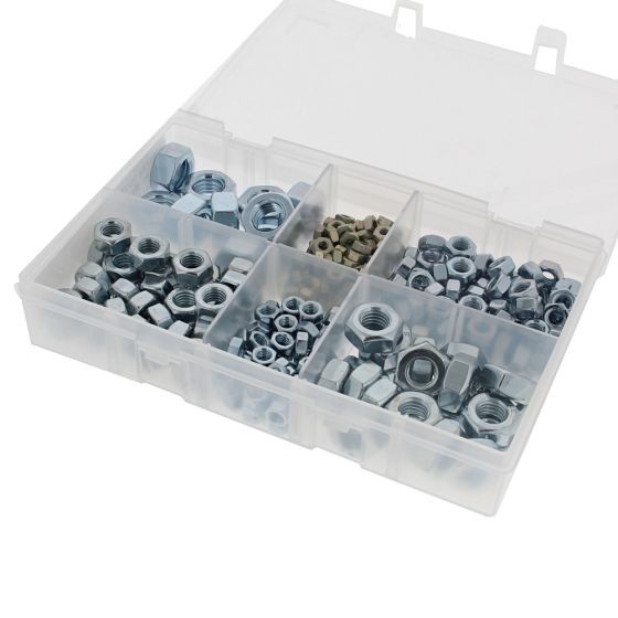 Metric Steel Nuts, Sizes: M4-M12 Assorted Mini Box (300 pieces)