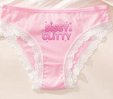  Bimbo sissy Ice Fiber Fabric Comfortable Pink Lace Trim