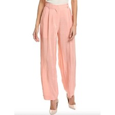 NWT Sandro Paris Felix Pleated Grain De Poudre Tapered Pants Pink FR 38 US 6