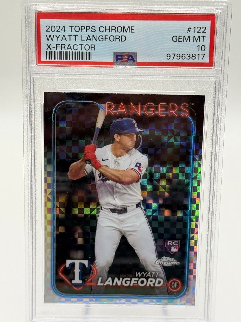 2024 Topps Chrome - Wyatt Langford #122 X-Fractor (RC) PSA 10 Texas Rangers RC