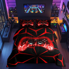 Boys Gamer Comforter Set,3D Gaming Bedding Set Twin Size for Kids Boys Bedroom R