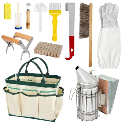 12 PCS Bee Keeping Starter Kit Beekeeping Supplies, Honey Bee Hive Tools Bee ...