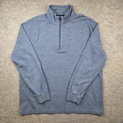 L.L. Bean Sweatshirt Mens XL Tall Heathered Blue 1/4 Zip Pullover Mock Neck