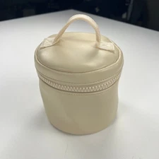 Trish McEvoy Cream Cylinder Travel Tote Organizer Case Zip Top Spring 2025 